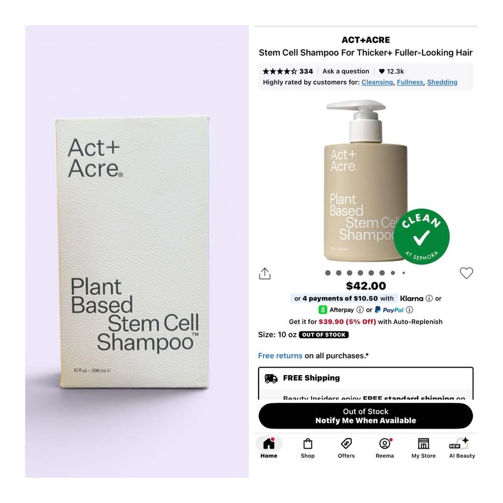 Act+Acre Plant Based Stem Cell Shampoo